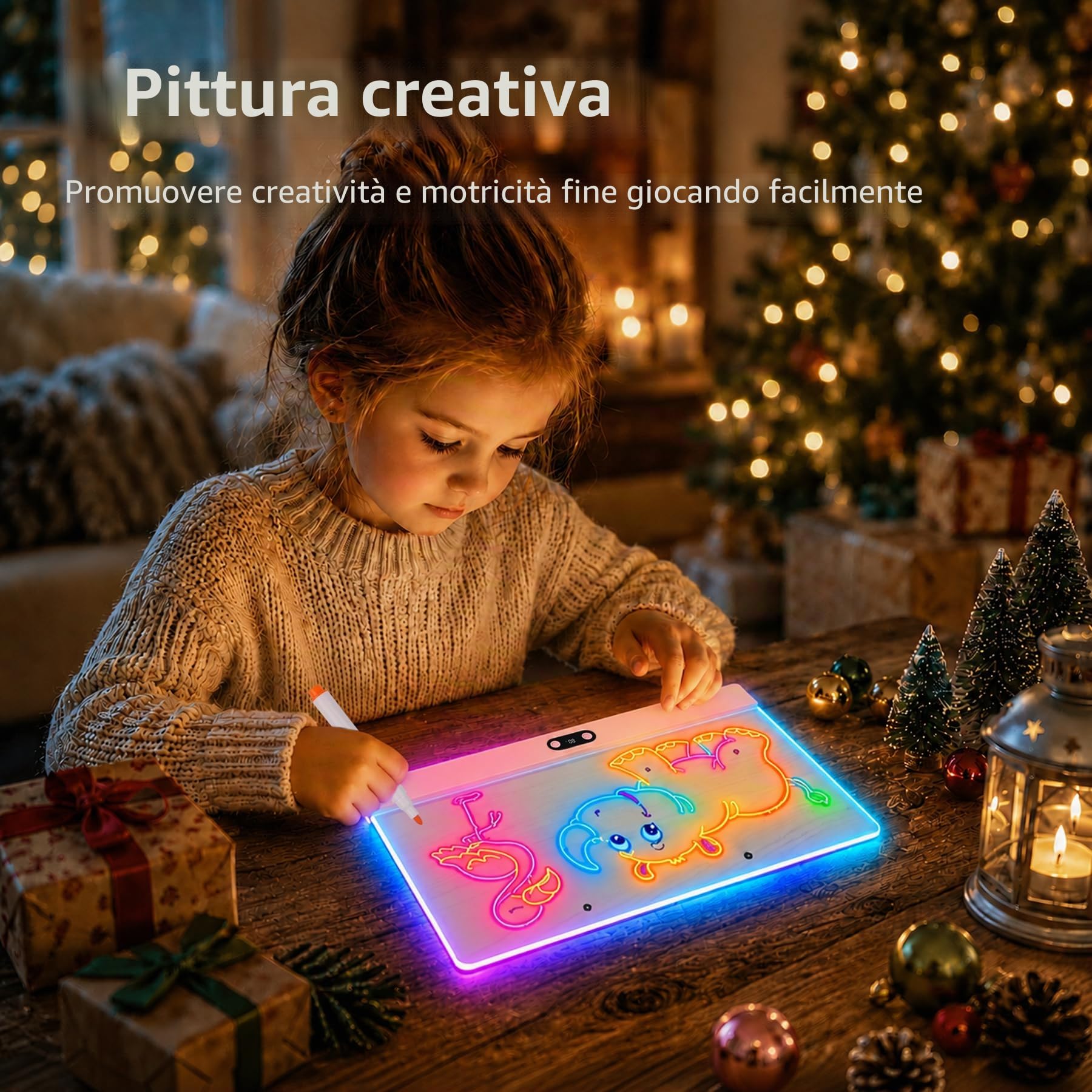 Lavagna LED Acrilica Riutilizzabile | 35x26cm Rosa, 8 Colori, 7 Pennarelli, Display Batteria Digitale, Lavagna Luminosa per Bambini, Ufficio, Bar