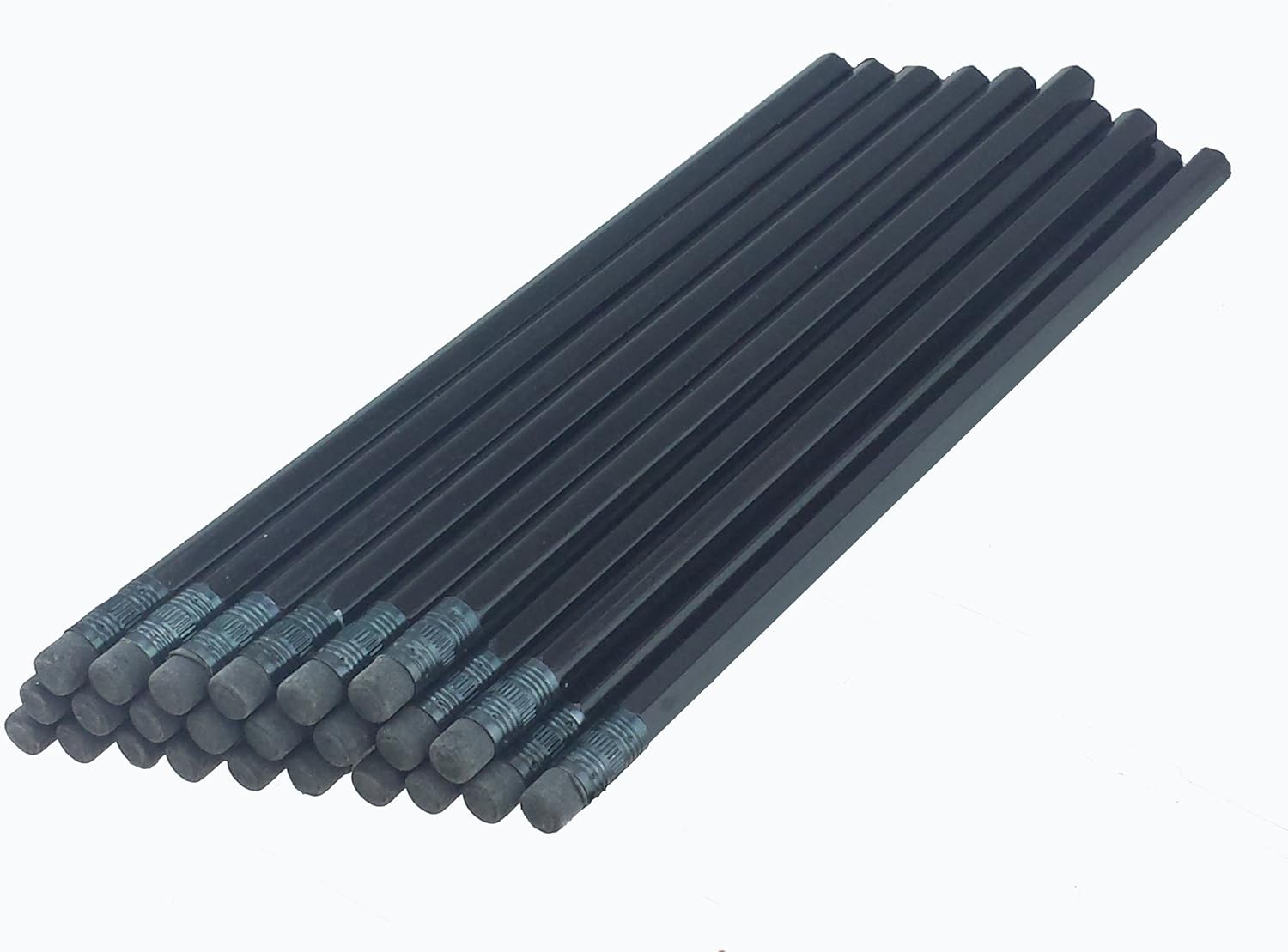 ezpencils &ndash; ブラックバレルwithブラック六角鉛筆消しゴム、フェルールブラック &ndash; 72 Pkg &ndash; non-smudg