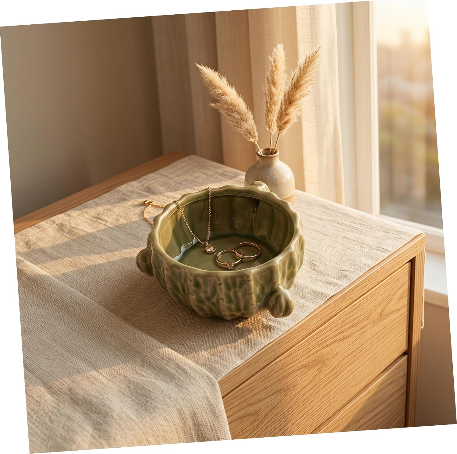 NUOBESTY Paper Clip Holder Space-saving Ceramic Container 2pcs Ceramic in Green Cactus-shaped Efficient Desk Organizer with Cute Design for Hair Clips and Bobby Pins , for Home and Office