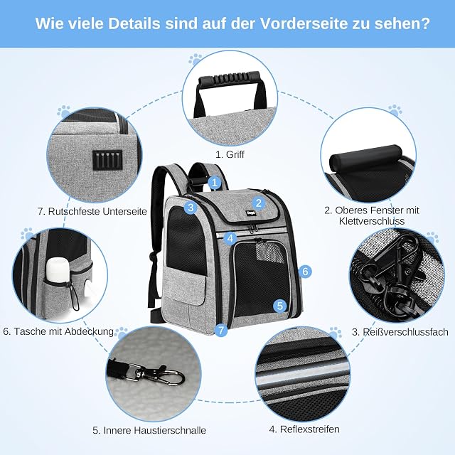 Foto 5 de 8 de Dogat Mochila transportadora para Gatos, portátil Transpirable, Mochila Plegable para Transportar Mascotas