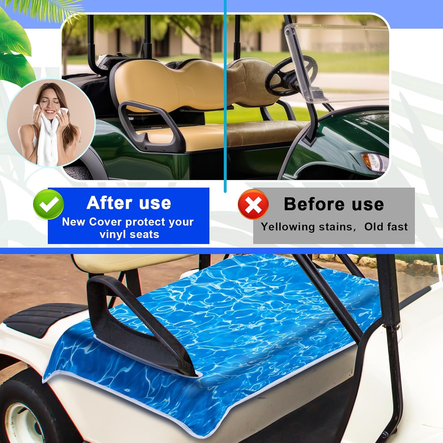 DaisyInner Golf Cart Seat Covers Breathable Quick Dry Microfiber Seat Towels 51 x 31 Inch Sweat Absorbing Easy Install Clean Soft Cushioned Protection for All Season Golf Carts(Mandala Style)