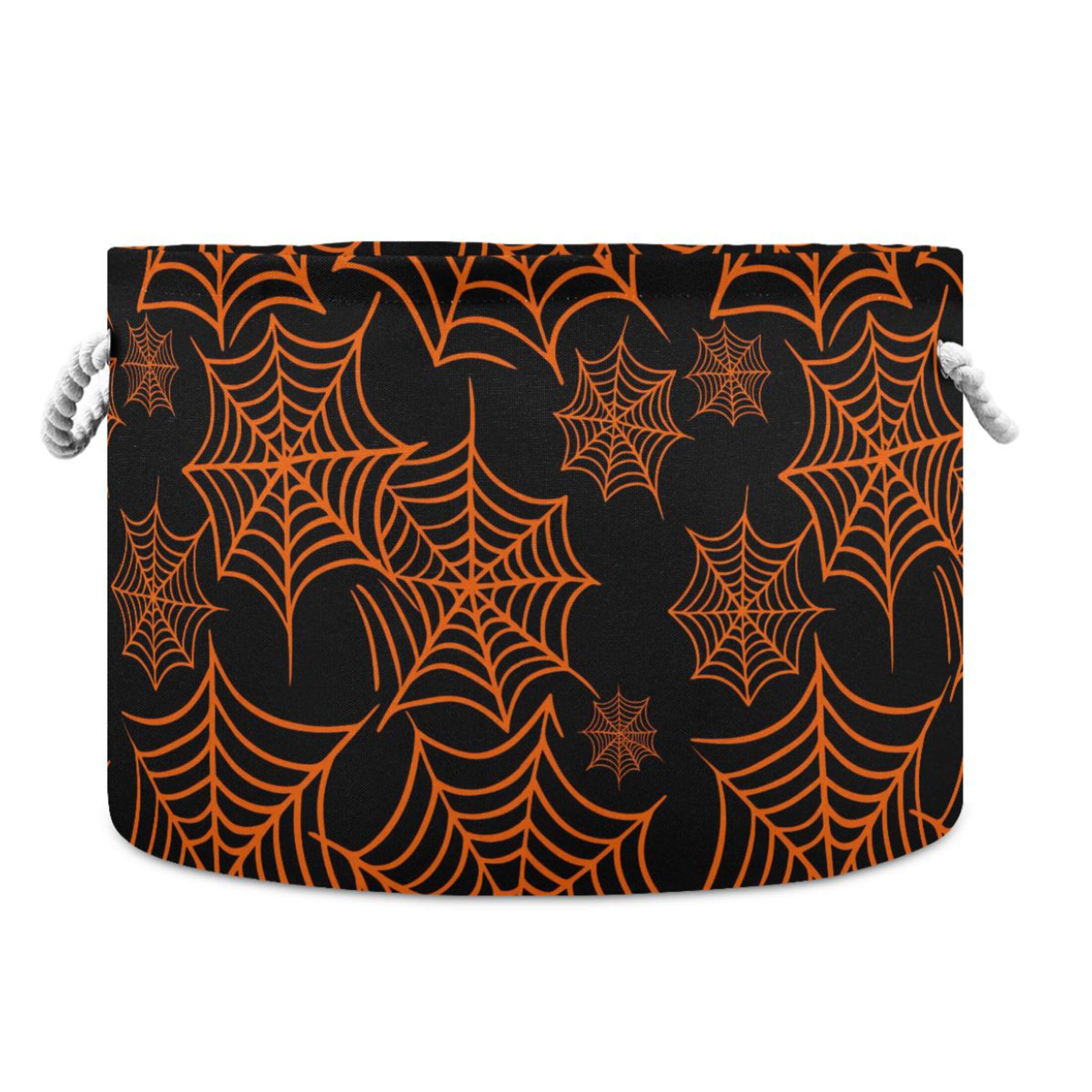 Sevdomey Halloween Cotton Rope Storage Basket with Handles, Large Decorative Closet Shelf Basket for Nursery Playroom Classroom Organization