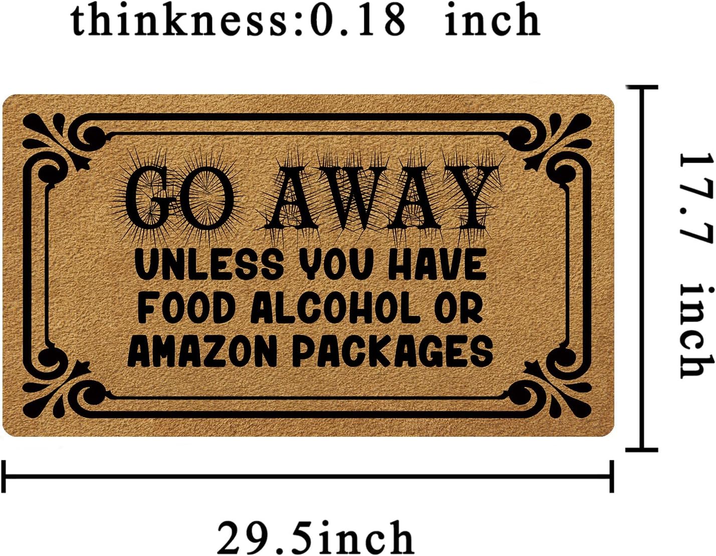 FunXiLin Welcome Doormats 29.5" x 17.7" Funny Mats for Home Decor Indoor Front Porch Entrance Way Rugs and Mats (Go Away Unless You Have Food or Amazon Packages) image 2