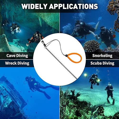 Miniatura 5 de Pecihiko - Varilla de buceo, barra de buceo de aleación de aluminio de 13 pulgadas con medición, cordón ajustable y perno giratorio para agitador