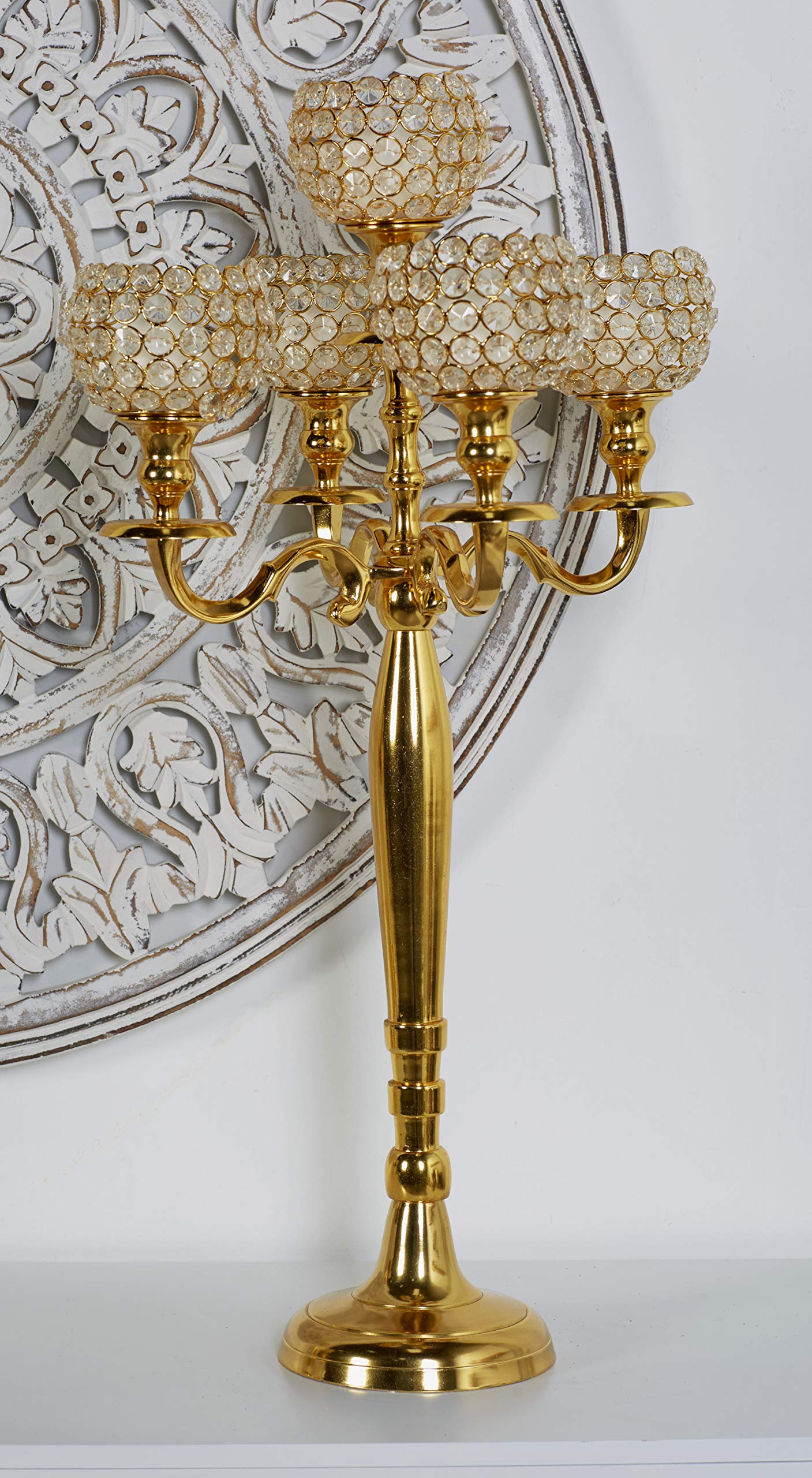 Deco 79 Aluminum Candelabra, 15" x 15" x 27", Gold