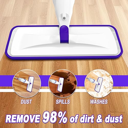 Miniatura 4 de Trapeador en aerosol para limpieza de suelos de madera dura mopas húmedas EXEGO con 5 almohadillas recargables de microfibra para Swiffer Powermop -