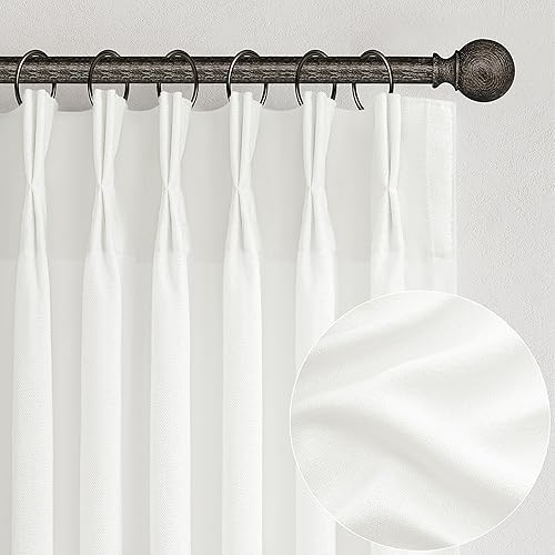 Miniatura 26 de Cortinas de lino plisado elegante de 102 pulgadas de largo para sala de estar/comedor, cortina de lino plisada de 102 pulgadas, filtro de luz que