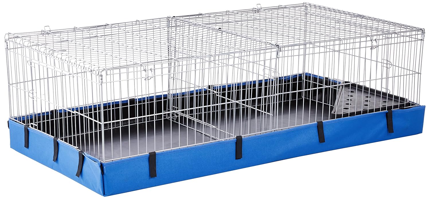 AmazonBasics Canvas Bottom Pet Cage with Divider Set, Blue Amazon.in