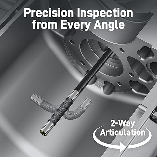 Miniatura 2 de Teslong Boroscopio articulado bidireccional con luz, cámara de inspección de endoscopio industrial con sonda articulada, cámara de fibra óptica