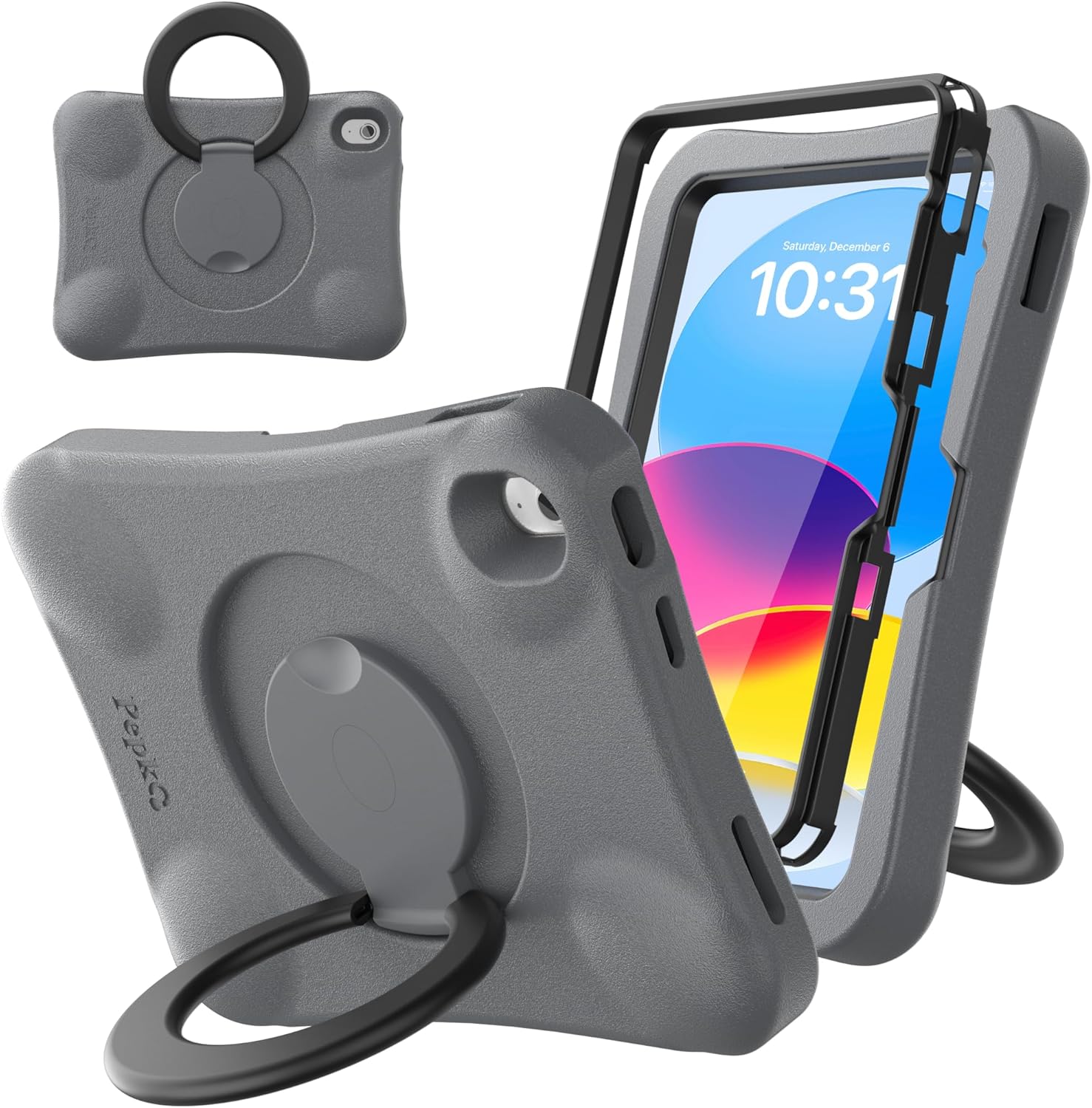 Pepkoo for iPad (A16) Cases 11 Inch 2025 and iPads 10th Generation Case 10.9 Inch 2022, Full Protection of Screen and Body, Super Shockproof and Heavy Duty Non-Slip Case for iPad