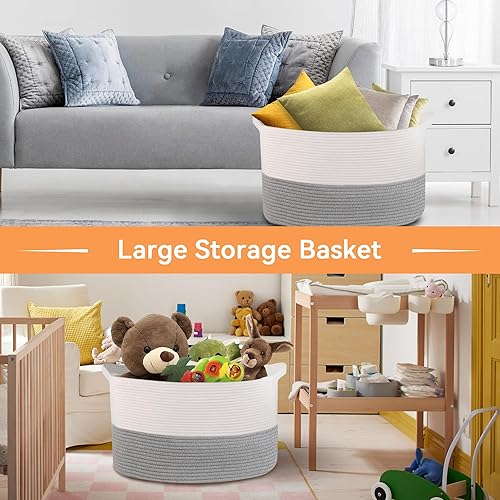 Miniatura 2 de Cestas de almacenamiento grandes de 22 x 17 x 12 pulgadas, cestas tejidas rectangulares para almacenamiento, cesta de almacenamiento para el cuarto
