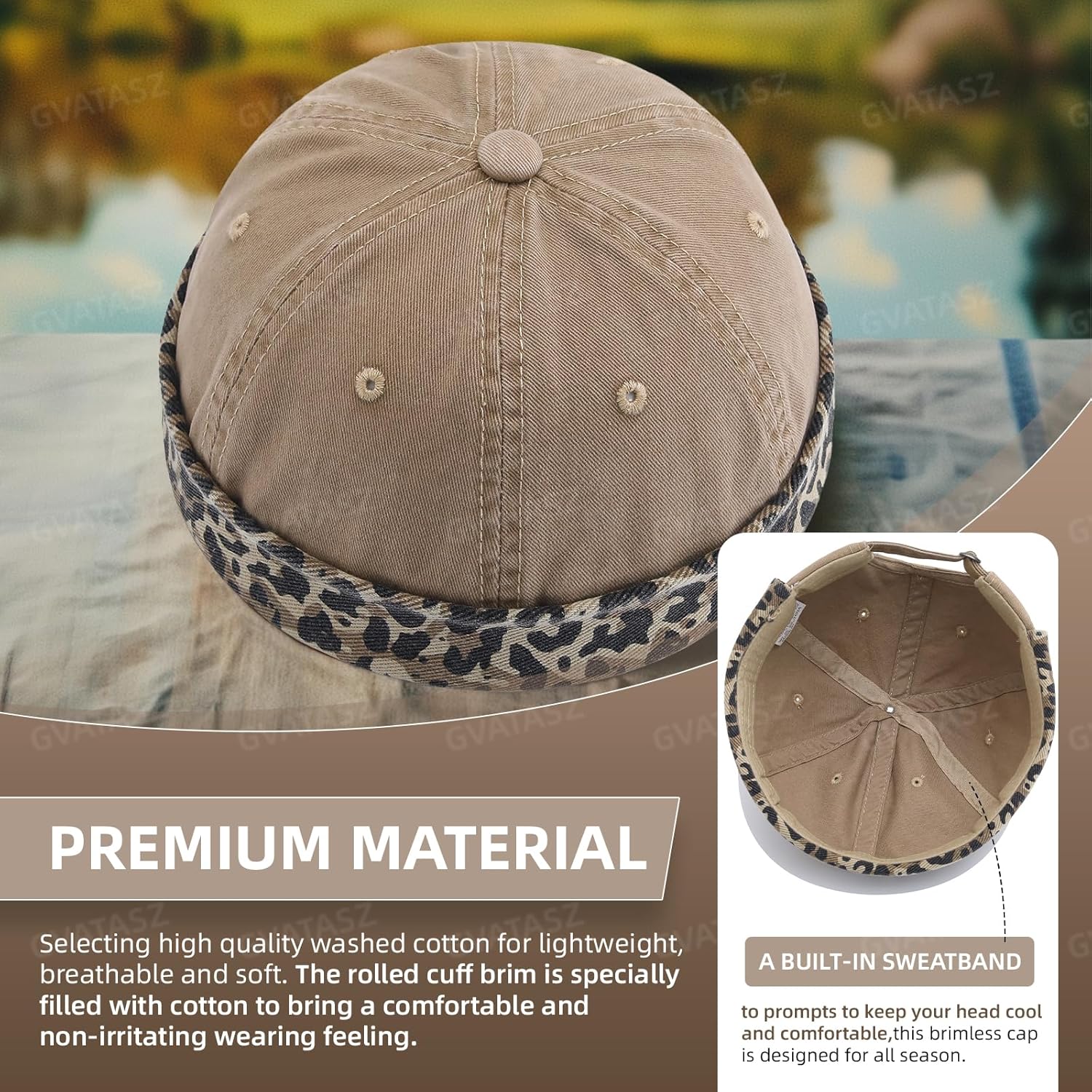 Brimless Hats for Men Women Skullcap Vintage Docker Hat Beanie Washed Cotton Rolled Cuff Harbour Hat Landlord Hats - Image 5