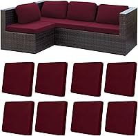 Vista 44 de Juego de 12 fundas de almohada y cojines para exteriores, 8 fundas de asiento + 4 fundas de almohada, fundas elásticas para muebles de patio