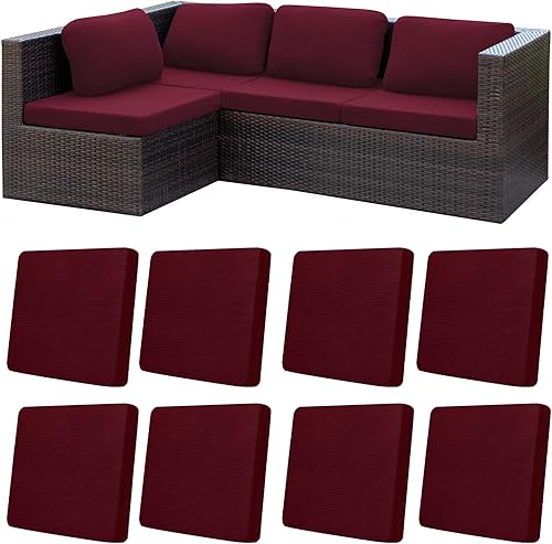 Miniatura 44 de Juego de 12 fundas de almohada y cojines para exteriores, 8 fundas de asiento + 4 fundas de almohada, fundas elásticas para muebles de patio
