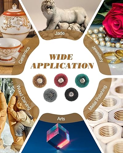 Miniatura 7 de Juego de 300 ruedas abrasivas de 1 pulgada abrasivas para pulir la rueda de pulido para herramienta rotativa Brocas de pulido de vástago de 0.093 in
