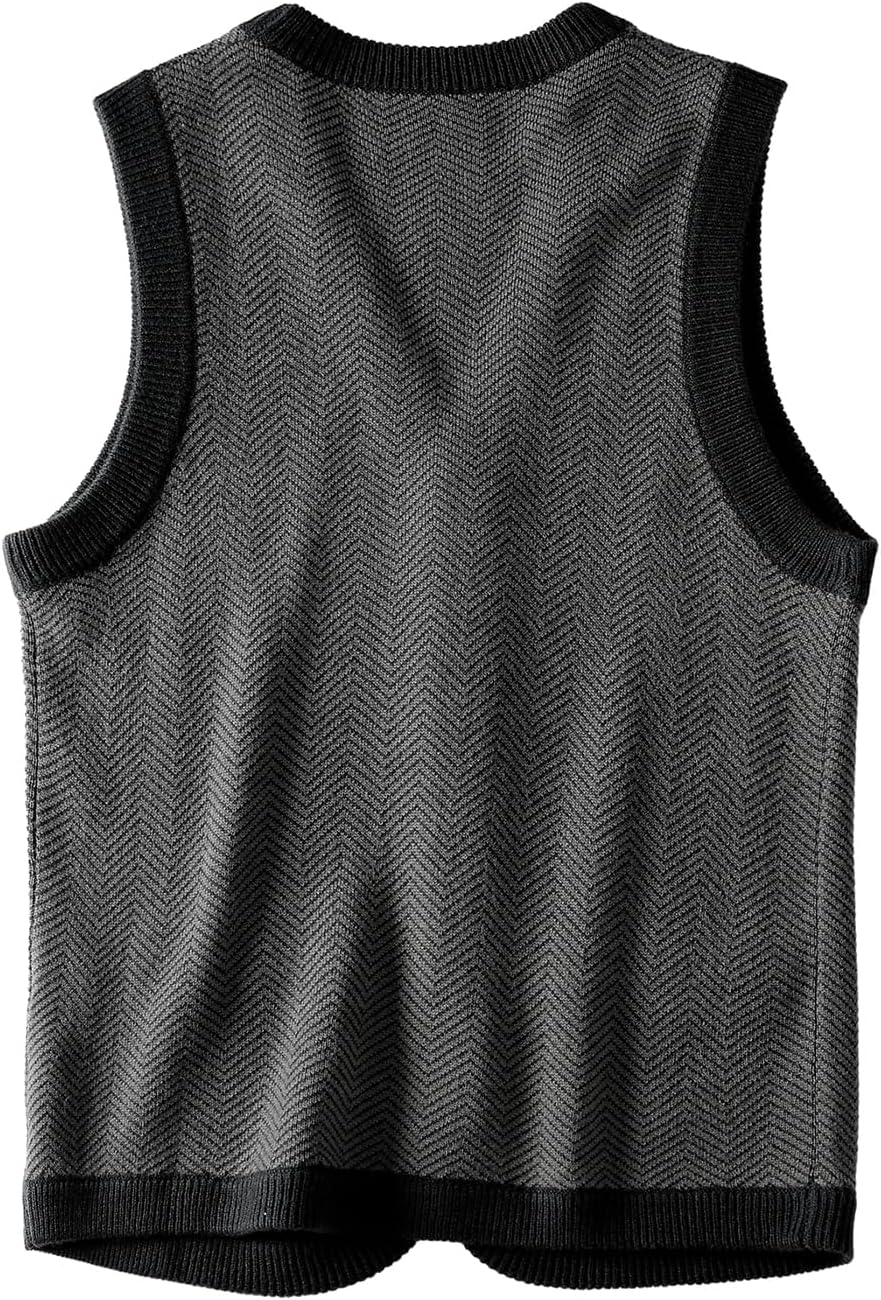 Mens Sweater Vest Solid Knitted Lightweight Thermal Cardigan,DXL Big and Tall Vest - Image 2