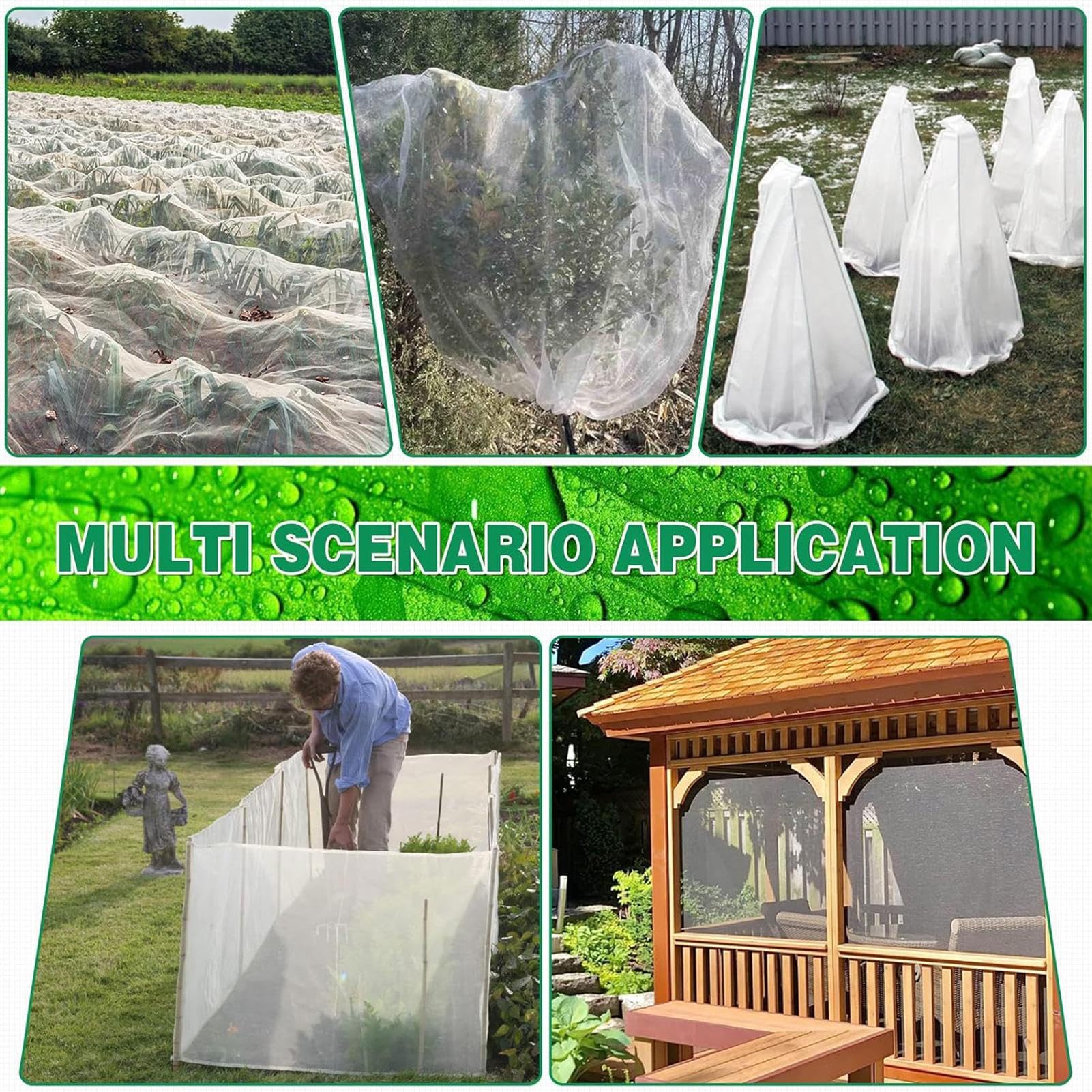 Red de malla de jardín, cubierta de malla para plantas, red para plantas | red para pájaros resistente a los rayos UV, barrera contra moscas para proteger verduras, plantas y árboles frutales