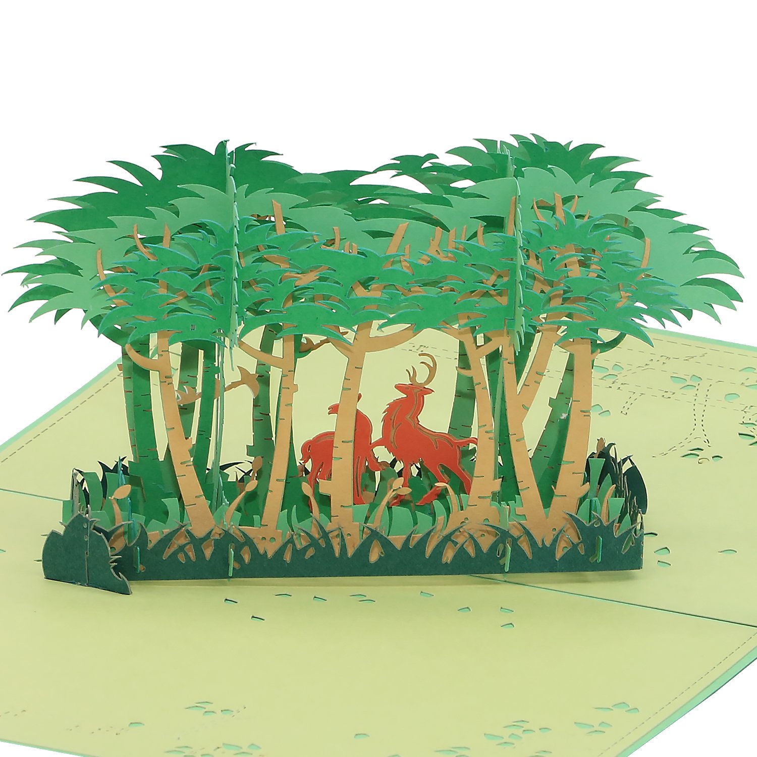 3D Pop Up Greeting Card - Wandering Deer In Oil-Paint-Colored Forrest of Spring - Encouragement Card, Congratulation Card, Thank You Card, Happy Birthday Card, Congratulation Cards, Encouraging Card