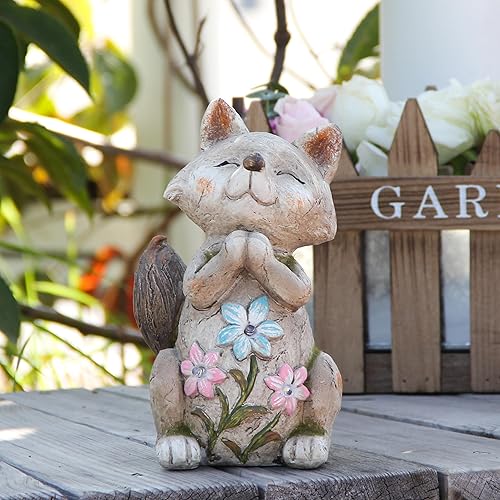 Miniatura 5 de Estatua de zorro con luz solar para decoración de jardín, patio al aire libre, patio, porche, césped, patio, patio, decoración de estantes