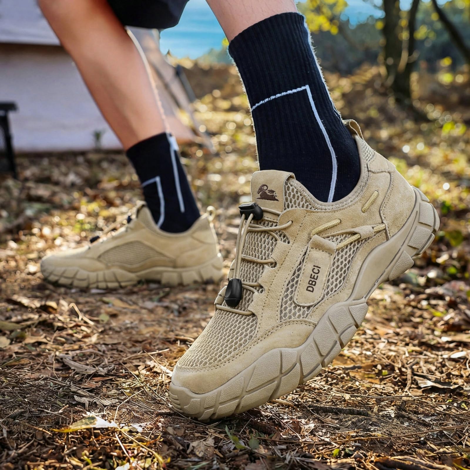 Męskie oddychające buty trekkingowe niskie codzienne chodzenia | Antypoślizgowe płaskie, Lekkie wygodne, Sznurowane buty trekkingowe, na kemping i na świeżym powietrzu