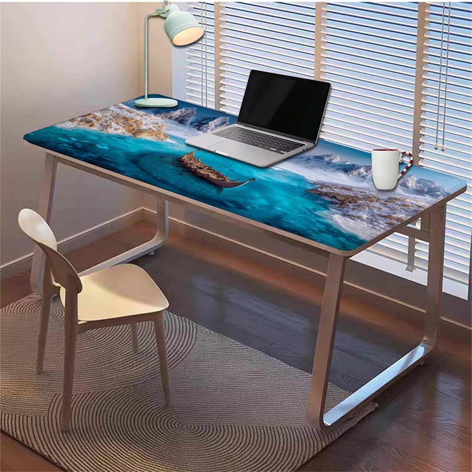 Gamingowa podkładka pod mysz 1200 x 600 x 3 mm, XXL, wodoszczelna, odporna na ścieranie, z przyszytymi krawędziami, niebieska, podkładka na biurko, poprawia prędkość i precyzję, do komputera, laptopa