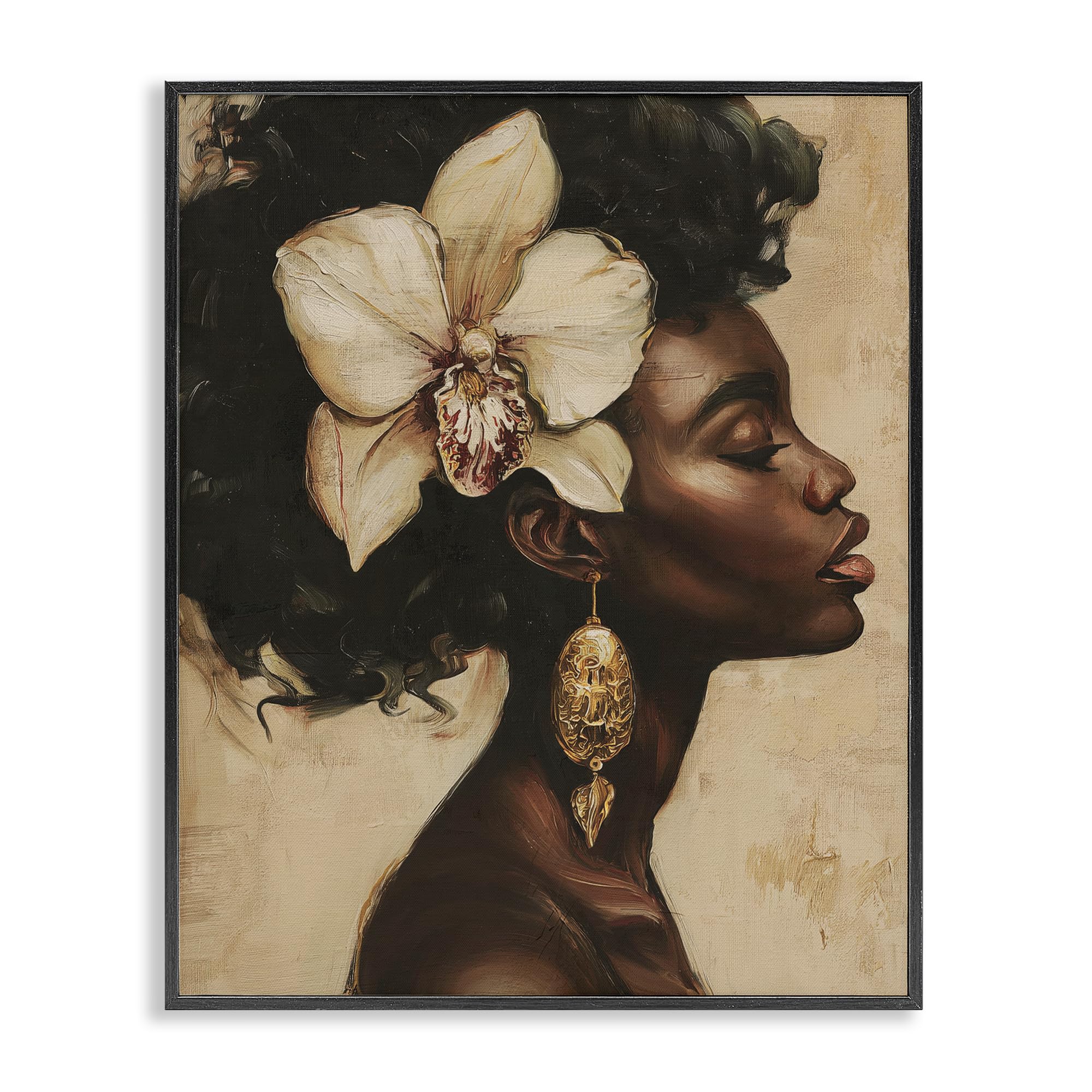 Stupell Industries Orchid Majesty Woman Portrait 'Orchid Majesty Portrait', Framed Giclee Art, Black, 11 X 14 Inches, Easy To Hang And Sturdy, Made In Usa, By Svetlana Aleynikova
