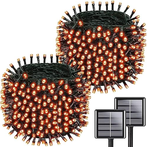 Miniatura 1 de 1 paquete de 1 paquete de luces solares de Navidad multicolor de 180 pies, 500 LED, color blanco cálido, tira de luces solares para exteriores,