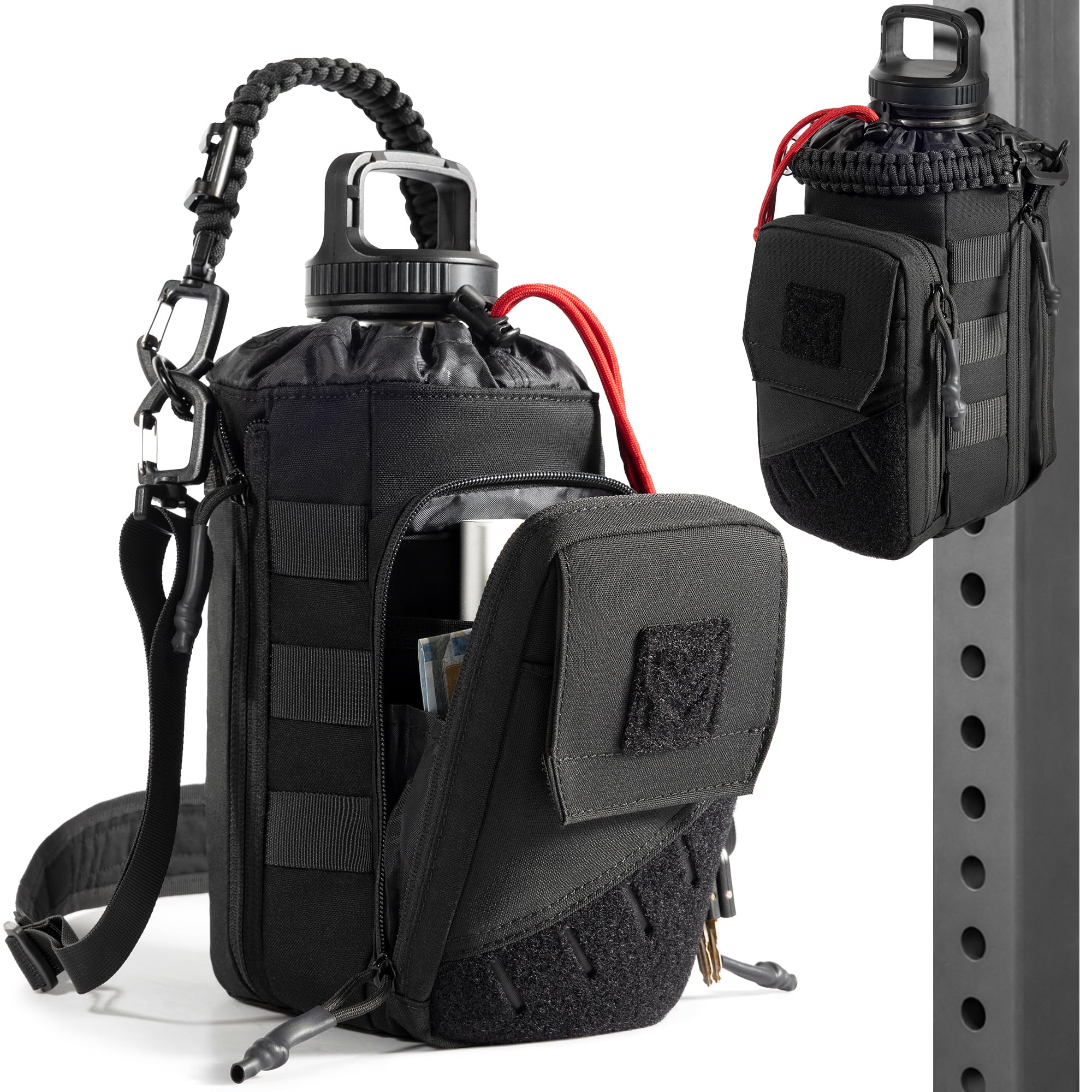 Borsa Porta Borraccia Magnetica per Palestra 1–2L – Custodia Magnetica con Tasca Smartphone, Tracolla Regolabile, Imbottita (senza bottiglia)