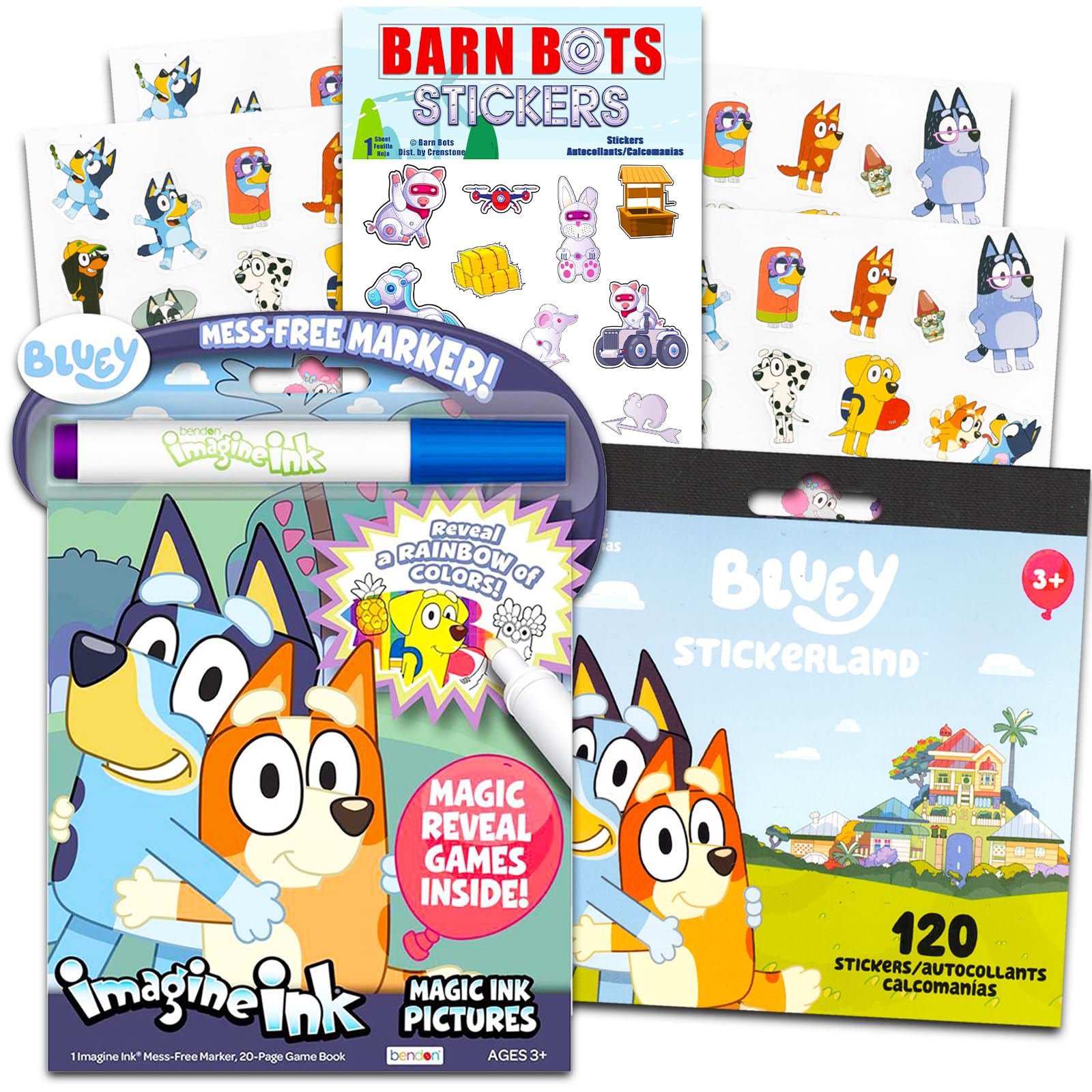 Disney Bluey Imagine Ink Book Bundle ~ Mess-Free Bluey Activity and Coloring Book for Kids Ages 4-8 with Bluey Stickers and More (Bluey Party Favors)
