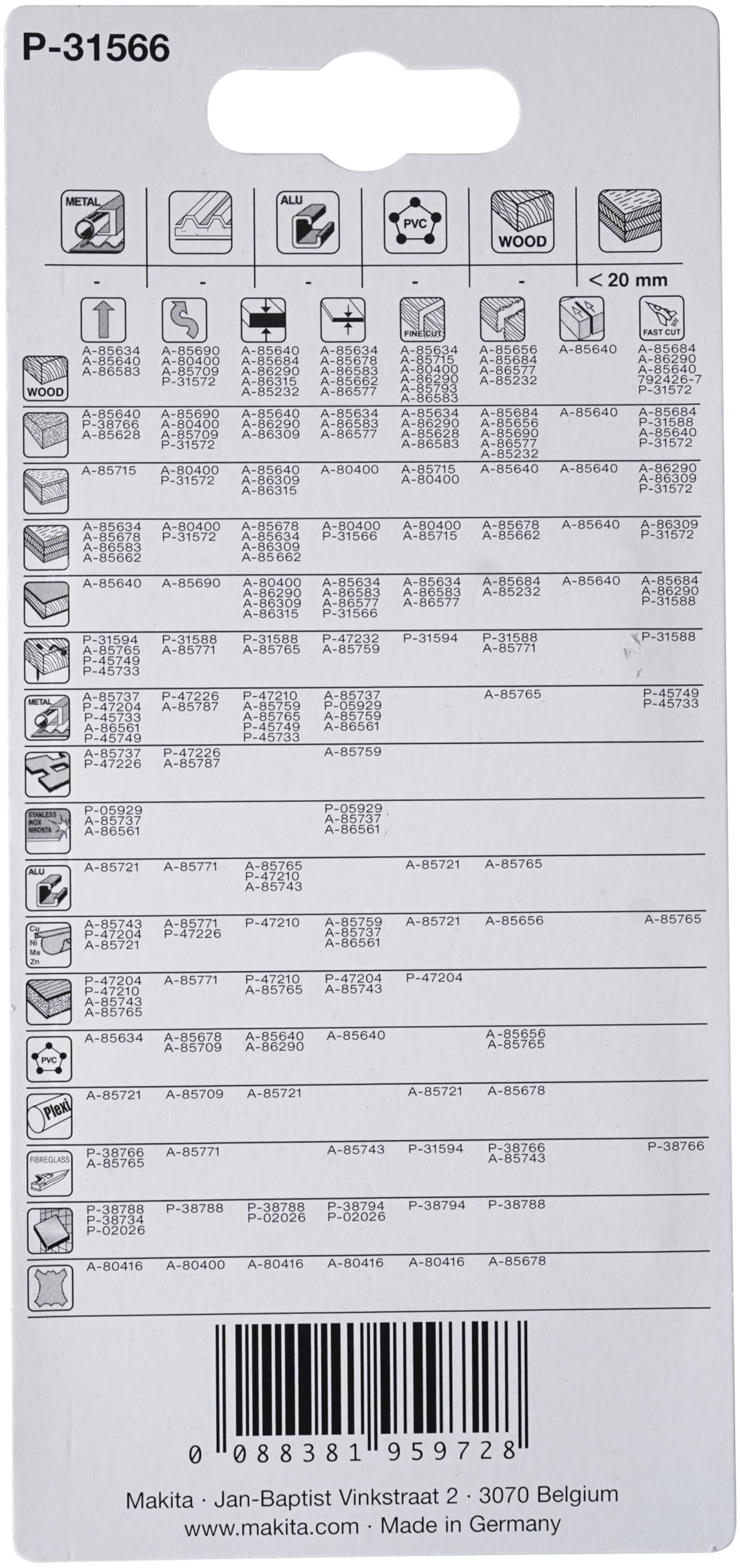 MAKITA B-16782 - Blister De 5 Sierras De Sable Bim Para Acero E Inox De 2 5 A 3 5 Mm Largo 180mm 14 Dpp Tipo B 86518769