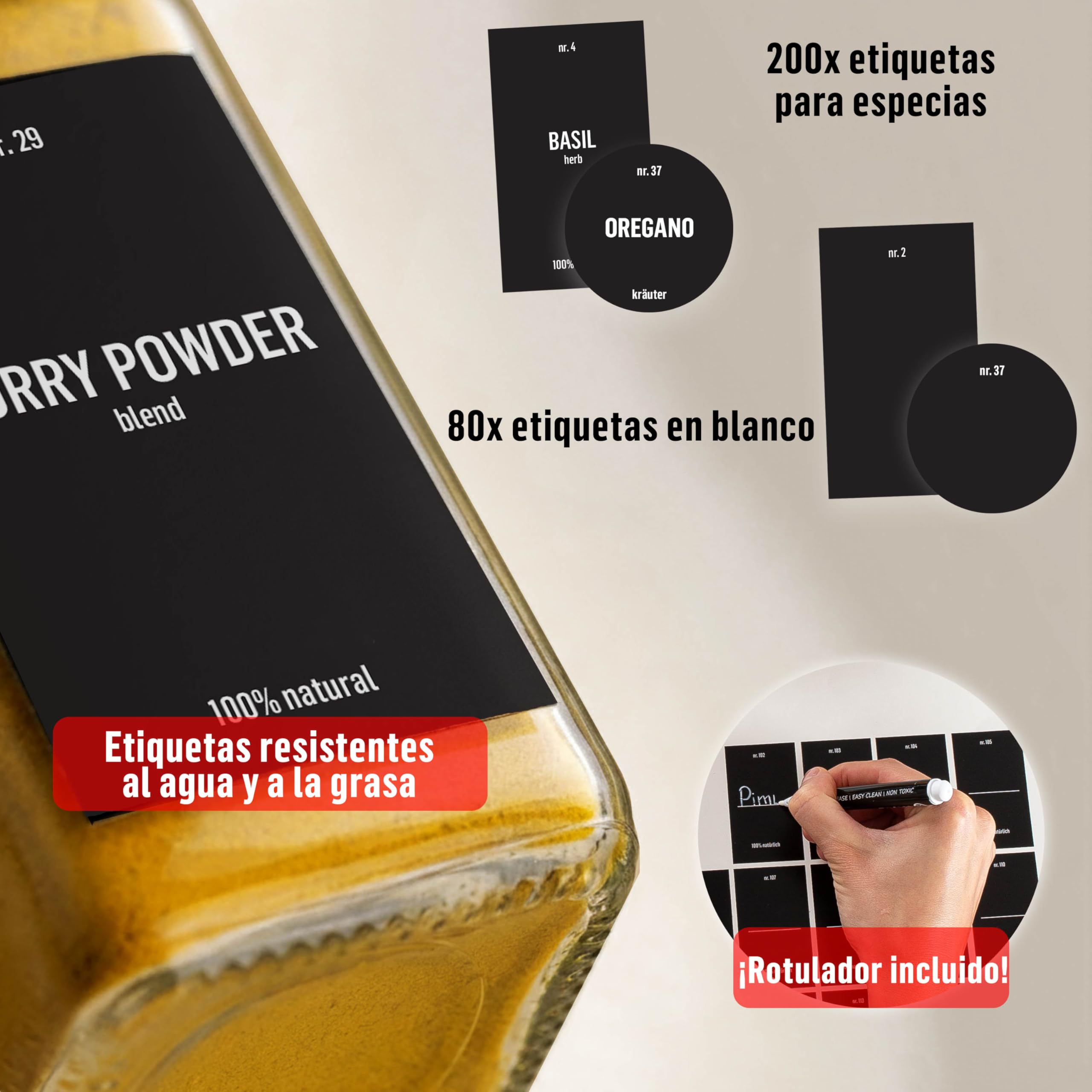 Deco haus® Especiero de Pared sin Taladro Con 24 Tarros de Cristal - 4 Piezas Para Cocina