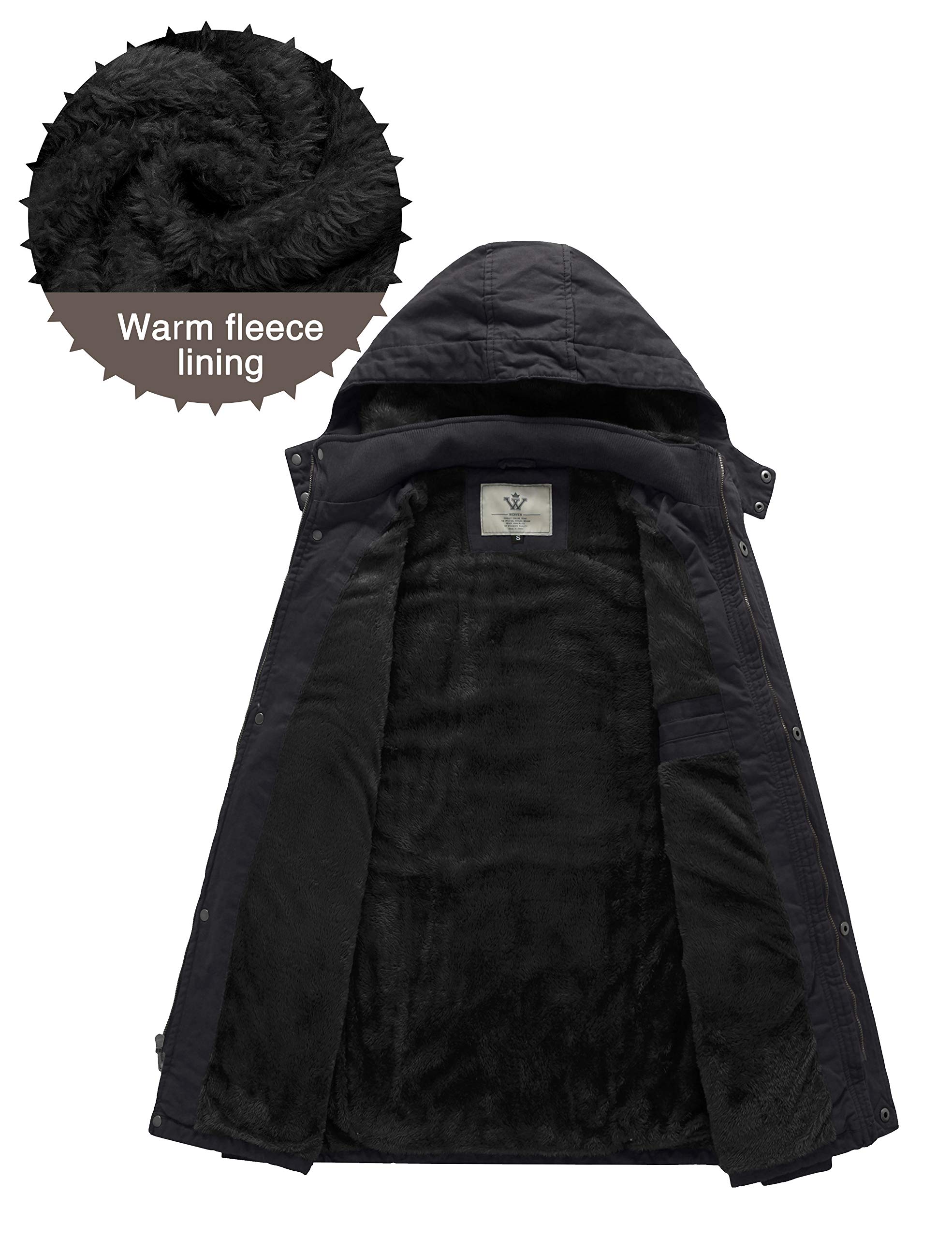 WenVen Giacca Militare Calda Invernale Cappotto con Cappuccio Staccabile a Vento Parka da Esterno Media Lunga Giubbotto Imbottito in Cotone Uomo
