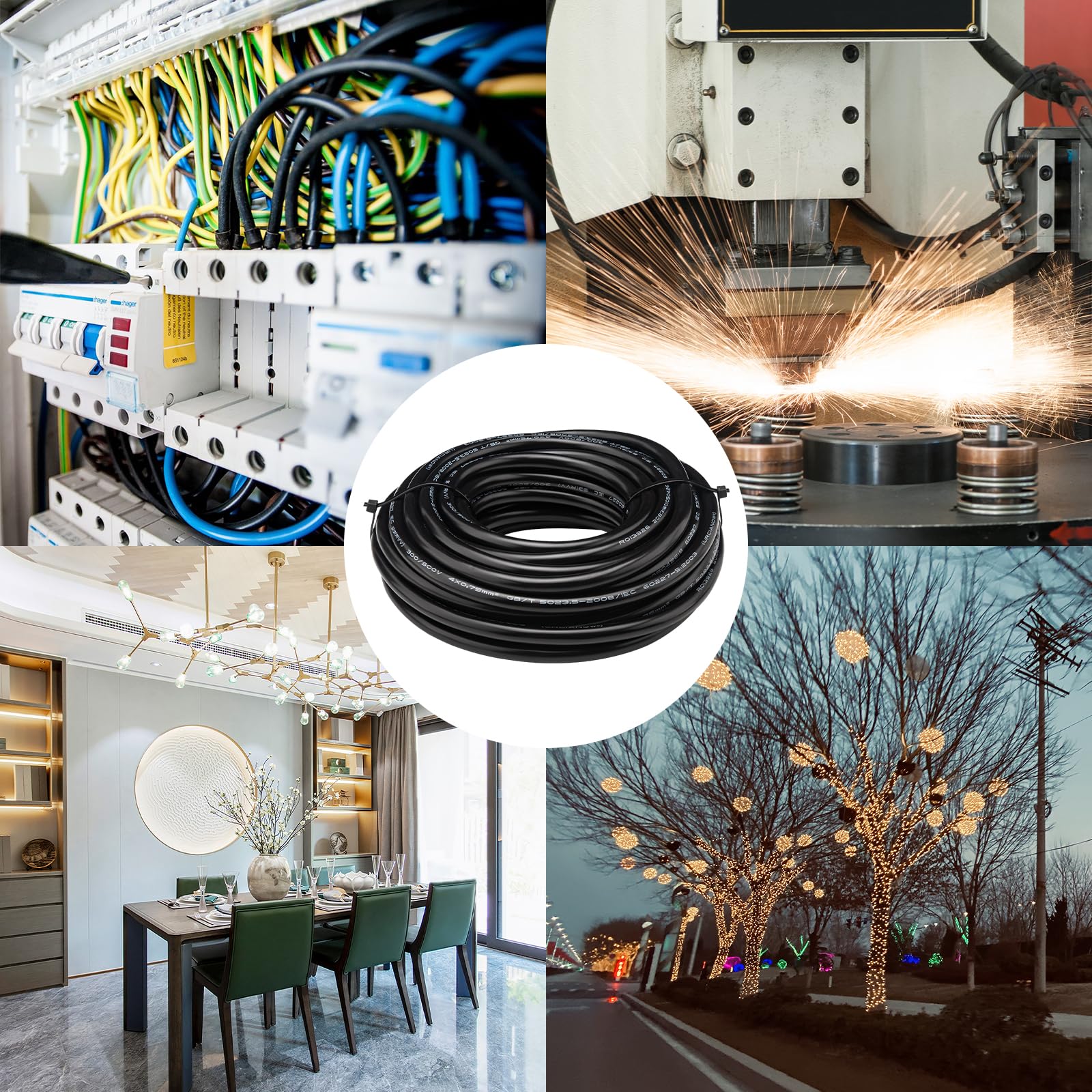 Cavo 4x0,75 mm² Filo RVV 18 AWG 4 Cores Nero Cavo Elettrico Flessibile RVV di Prolunga da 10 Metri per Impianti Elettrici Conduttore in Rame Isolamento in PVC