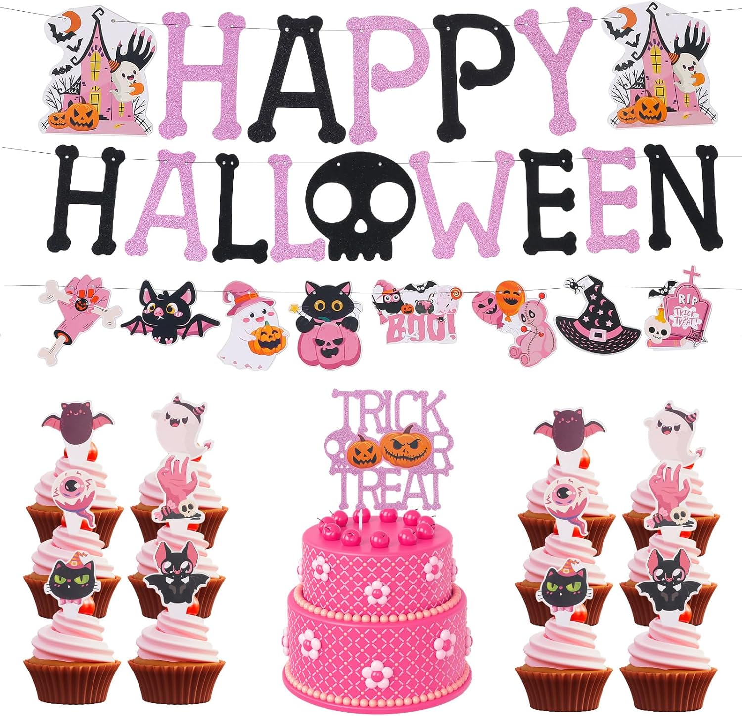 Pink Halloween Birthday Party Decorations for Girl