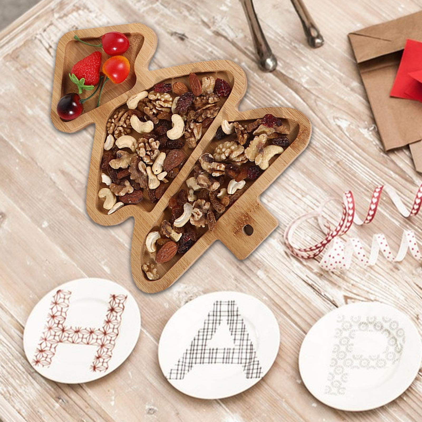 Tagliere A Forma Di Albero Di Natale In Legno - Per Salumi, Dessert E Antipasti, Decorazione Festiva - Foto 8