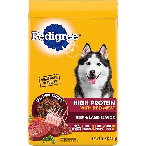 Pedigree High Protein Adult Dry Dog Food Beef and Lamb Flavor Dog Kibble, 16 lb. Bag