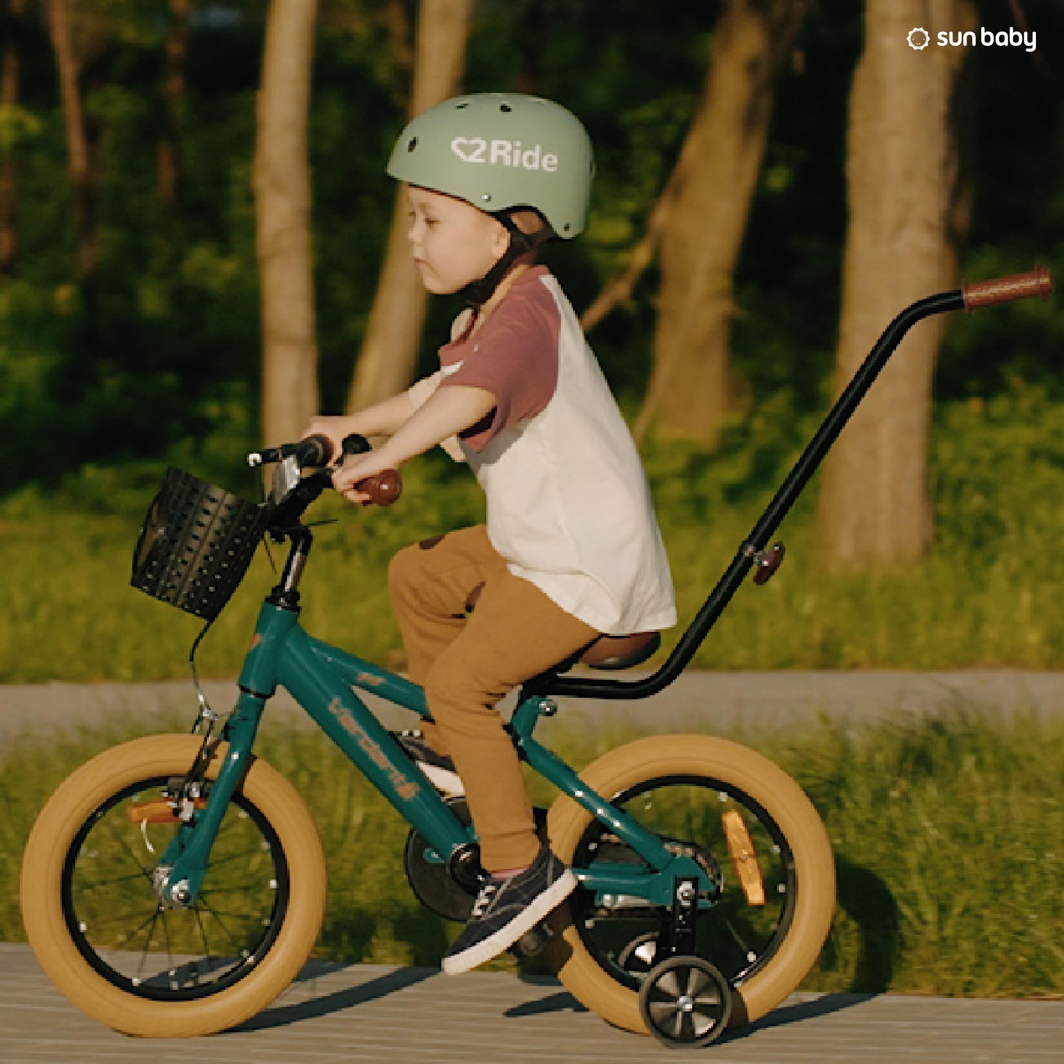 sun baby Verdant Bike Vélo pour Enfant pour garçon 12/14/16 Pouces avec Barre de poussée, Sonnette, Réglage en Hauteur du siège et du Volant
