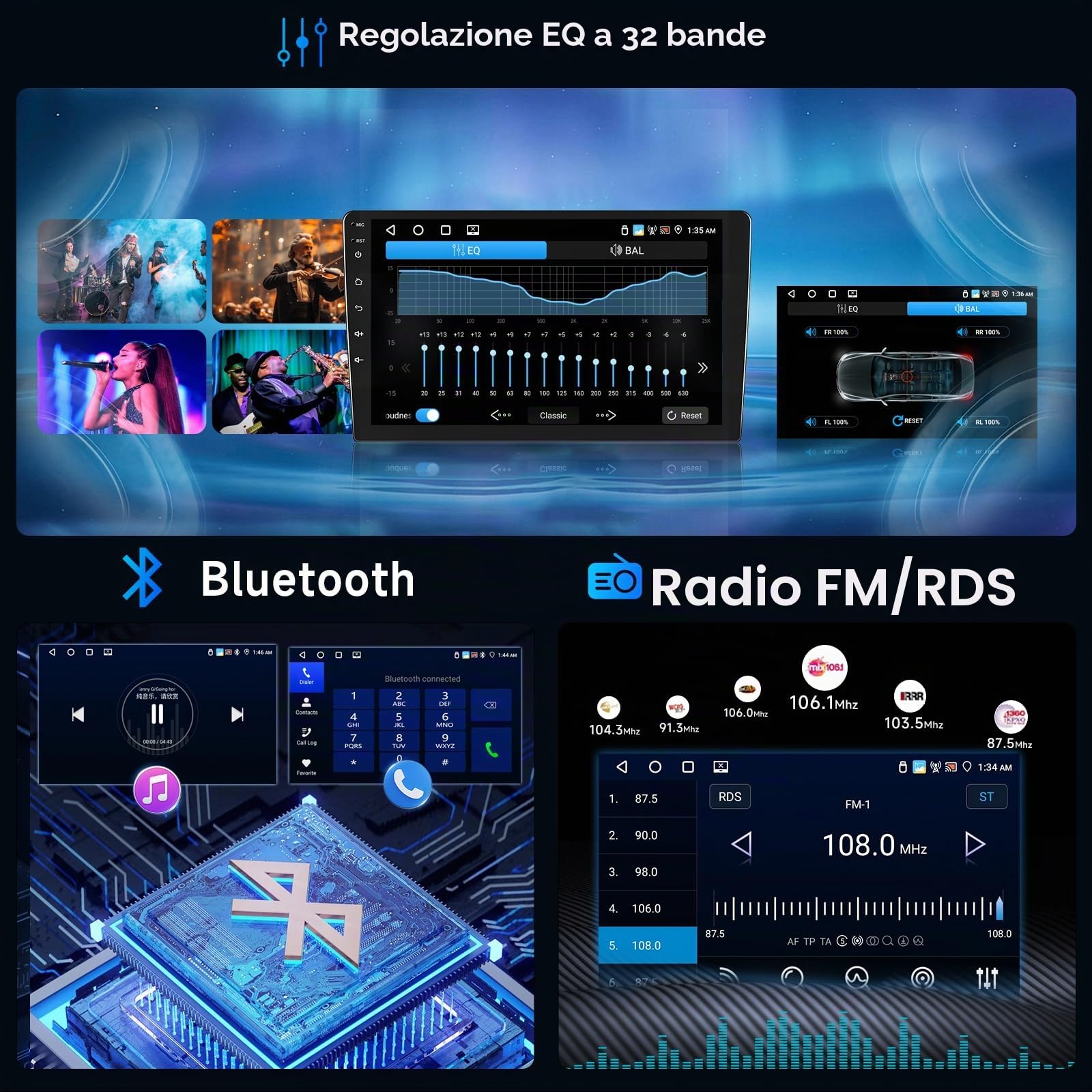4G+64G Android Autoradio Per Ford Fiesta 2006-2011 Carplay Android Auto Wireless, Hodozzy Auto Radio 9 Pollici Touch Screen Auto Stereo 2 Din GPS Navigazione, WiFi, Bluetooth DSP, FM/RDS+Retrocamera
