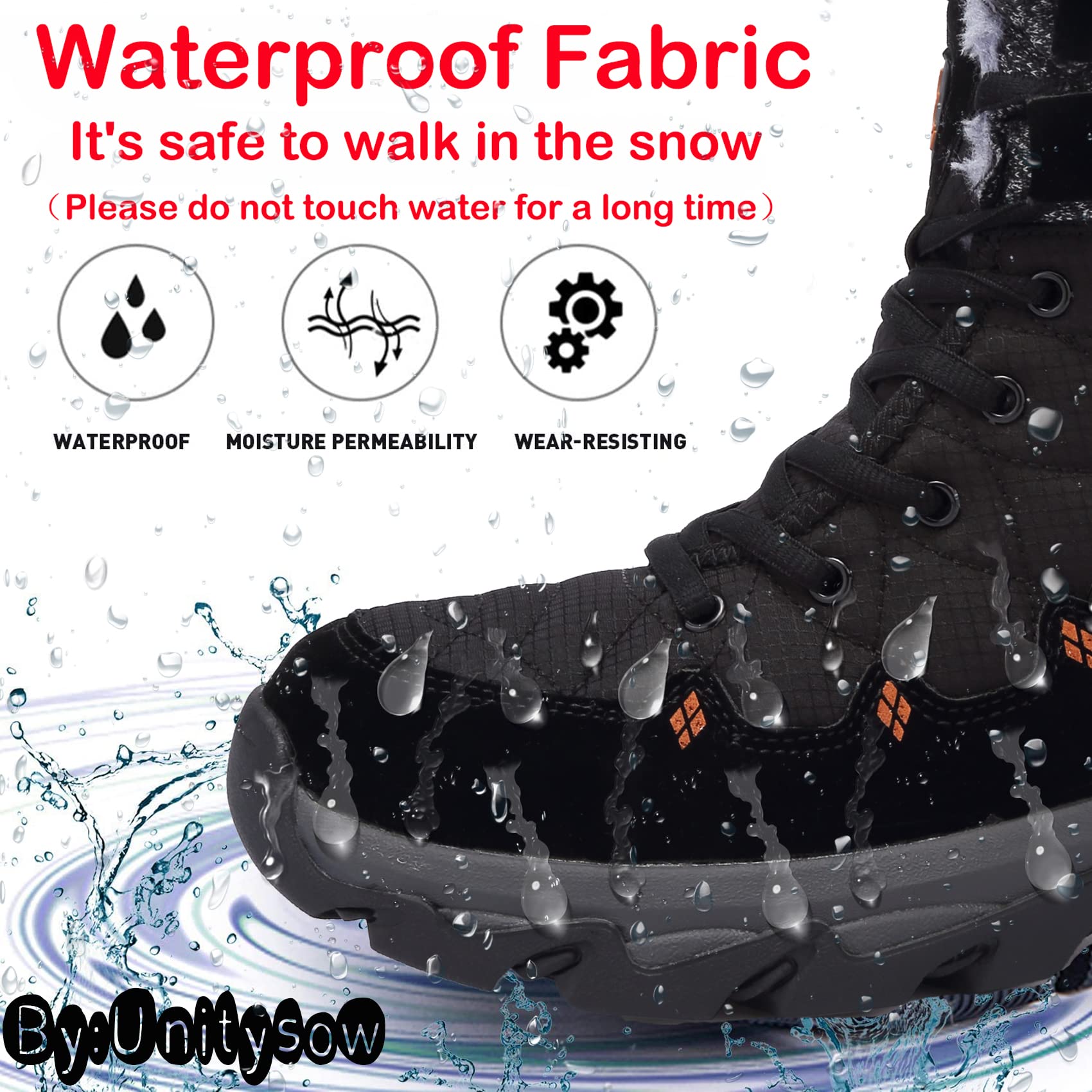 Unitysow Stivali da Neve Uomo Donna Caldi Pelliccia Stivali da Invernali Outdoor Impermeabili Scarpe da Neve Casual Stringate Stivaletti Scarpe da Inverno