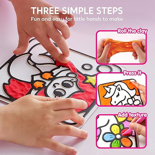 Miniatura 3 de Klever Kits Pintura de arcilla seca al aire, kit de arcilla de aire para niños, 8 rellenos previamente ranurados y tablas de diseño original, fácil