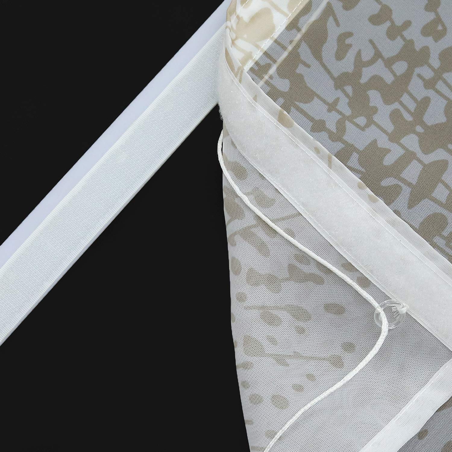Voile Raffrollo mit Klettband Küche Transparente Raffgardine Bändchenrollo Modern Voile Baum Muster Weiß BxH 120x140cm 1 Stück