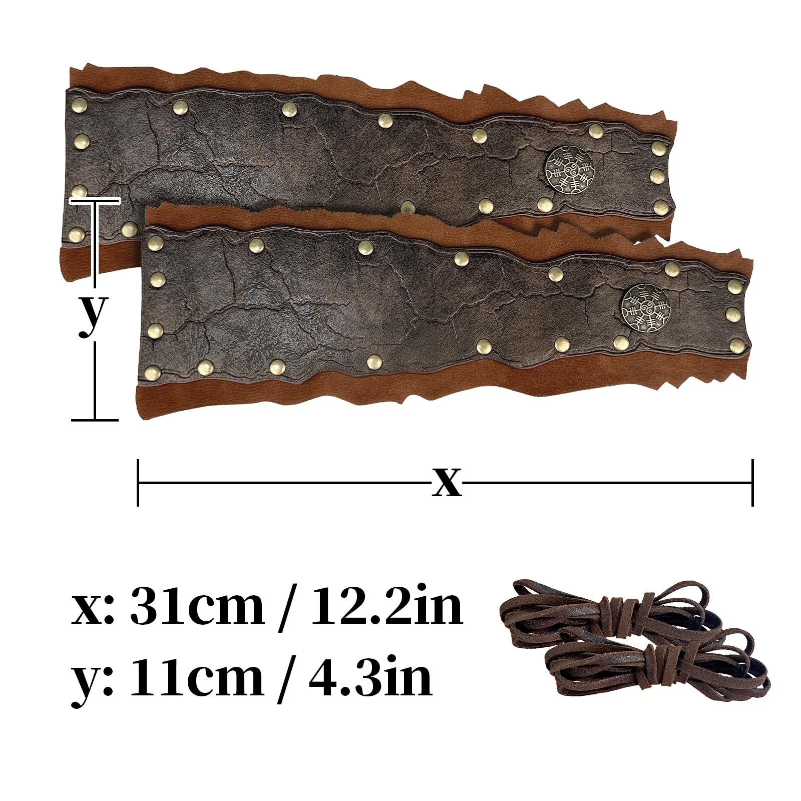 HiiFeuer Protège-Bras médiévaux en Daim, Bracelets en Fourrure Artificielle de la Renaissance, Bandeau de Poignet Viking Archery Arm Guards Knight Gauntlets