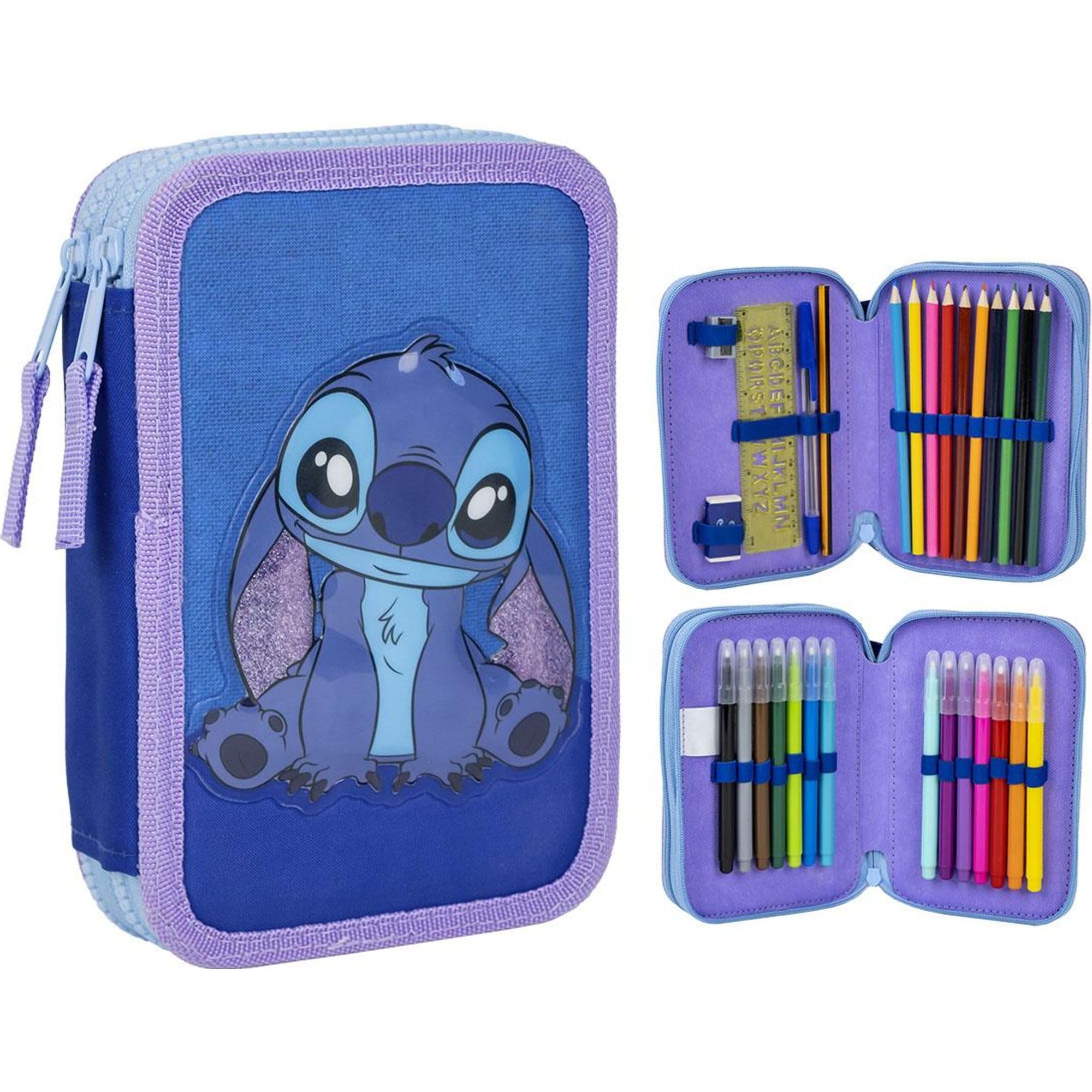Cerda Unisex Kids Bleu Double Child Pencil Case Disney Stitch