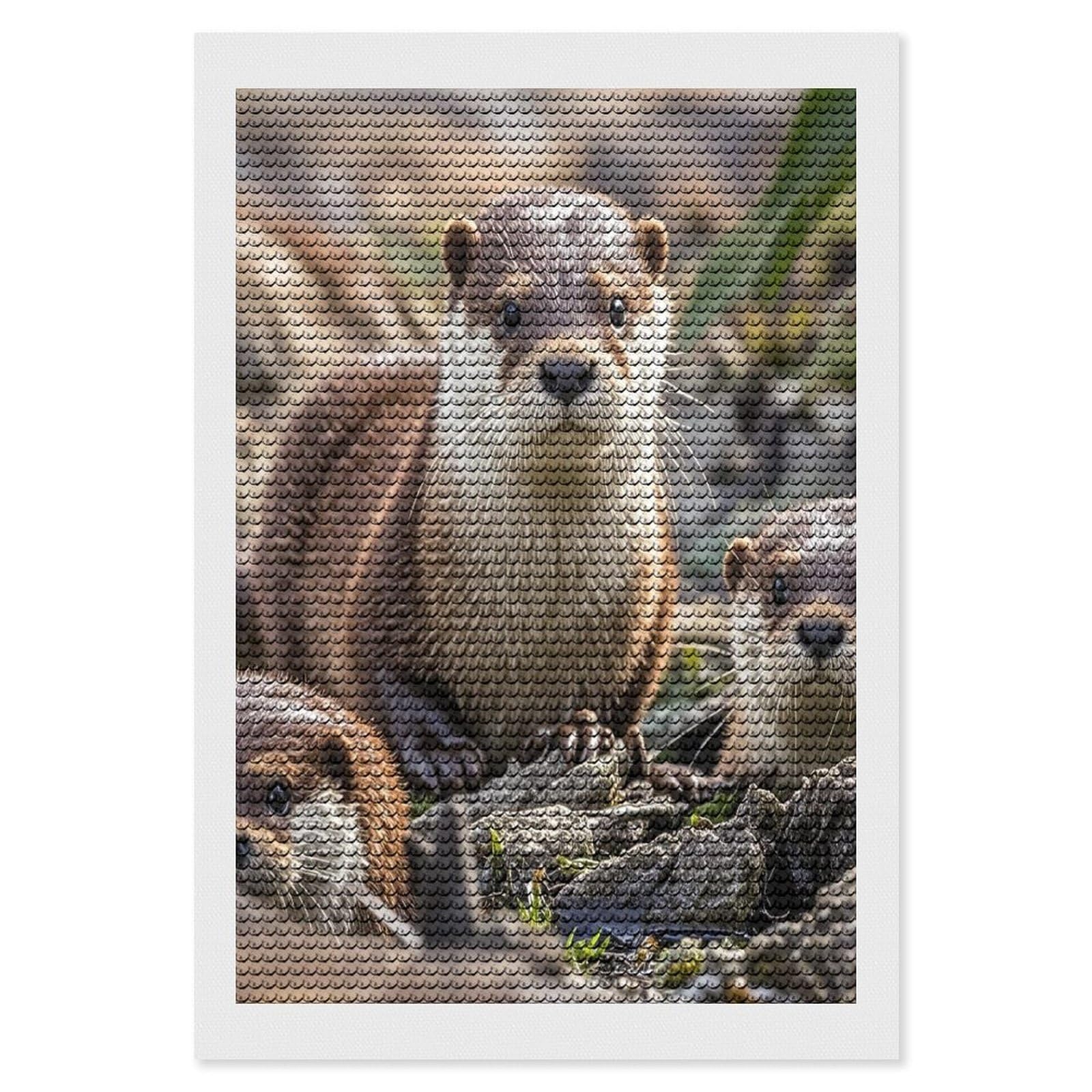 FekiLoot Animal Cute Brown Otters Diamond Painting Kits for Adults Round Paint with Diamonds Pictures Gem Art Painting Kits Personalized Diamond Art Full Drill for Beginners Home Wall Decor