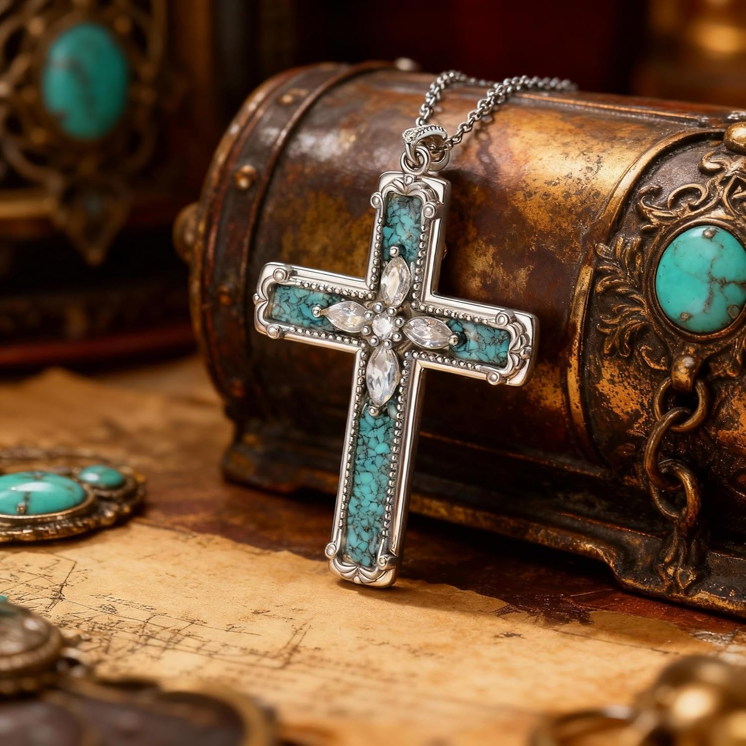 Cross Necklace for Men 925 Sterling Silver WoodMoissaniteVintage Black Crucifix Pendant Necklace for Him Men