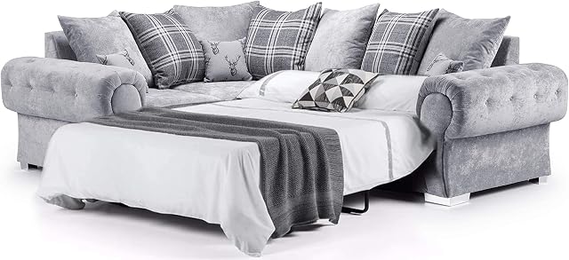 Honeypot - Sofa - Verona - 2C2 Corner Sofabed - 2C1 Corner Sofabed - 3 Seater Sofabed - Grey - Mattress Topper Included (Left Hand Corner Sofabed)