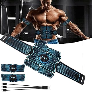 EMS Muscle Stimulator ABS Trainer, 6 Modes AB Stimulator, 10 Lntensity Levels Abdomen Heat Sweat Stimulator, Electric Abdominal Arm Muscle Toner, ABS Belt Toning, Muscle Toner for Men and Women