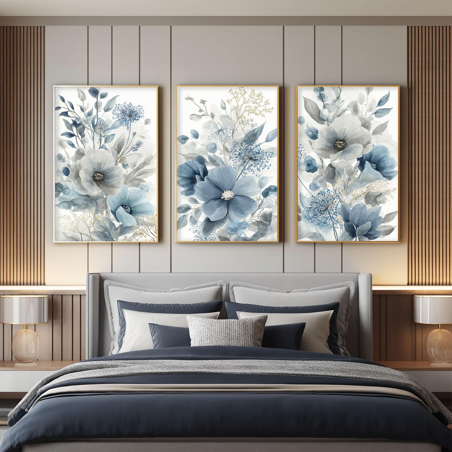 3 piezas de arte de pared floral suave para sala de estar o dormitorio, acuarela botánica, suave, acogedor, lienzo, cuadros para cocina, pasillo, escaleras, decoración, sin marco, 50 x 70 cm