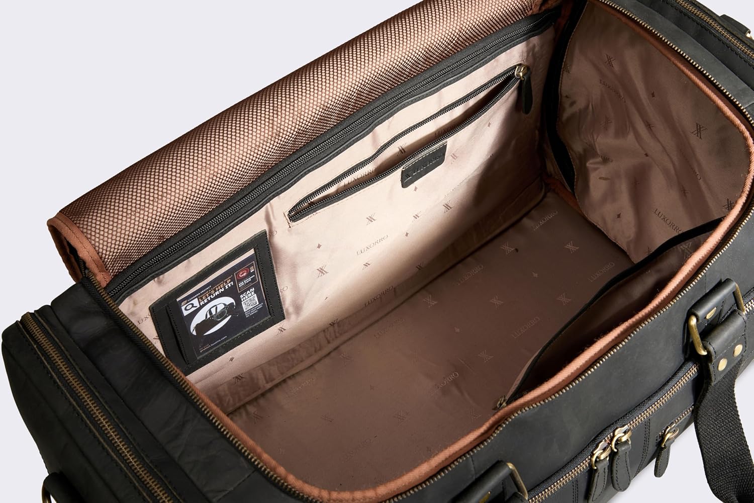 full grain leather duffle bag lifestyle image