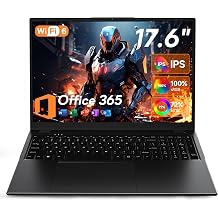 jumper 17.6 Inch Laptop with Office 365, 100% sRGB FHD Display, 16GB RAM 1TB SSD+128GB Storage, N95 CPU, Windows 11, Backlit Keyboard, 7000mAh, WiFi-6, Laptops Computer for Students and Business